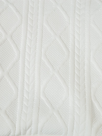 1pc de Polo en Tricot Longue Manches à Revers Simple Boutonnage Style Britannique Faux Deux Pièces Jacquard pour Bébé Garçon, Pull en Tricot Blanc pour Nouveau-né, Chemise Décontractée Douce et Confortable, Adaptée aux Activités de Plein Air, au Port Quot