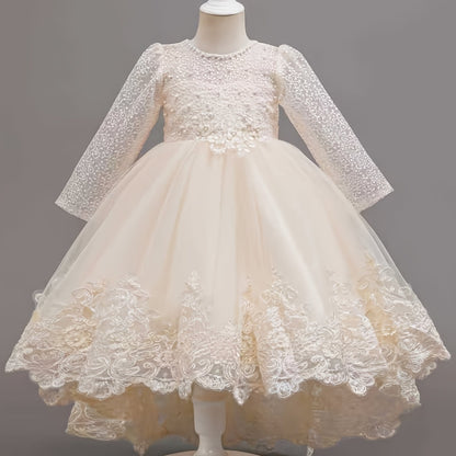 Nouvelle robe de princesse en dentelle de marque tendance, robe à volants brodée pour mariages, anniversaires, piano et autres occasions spéciales