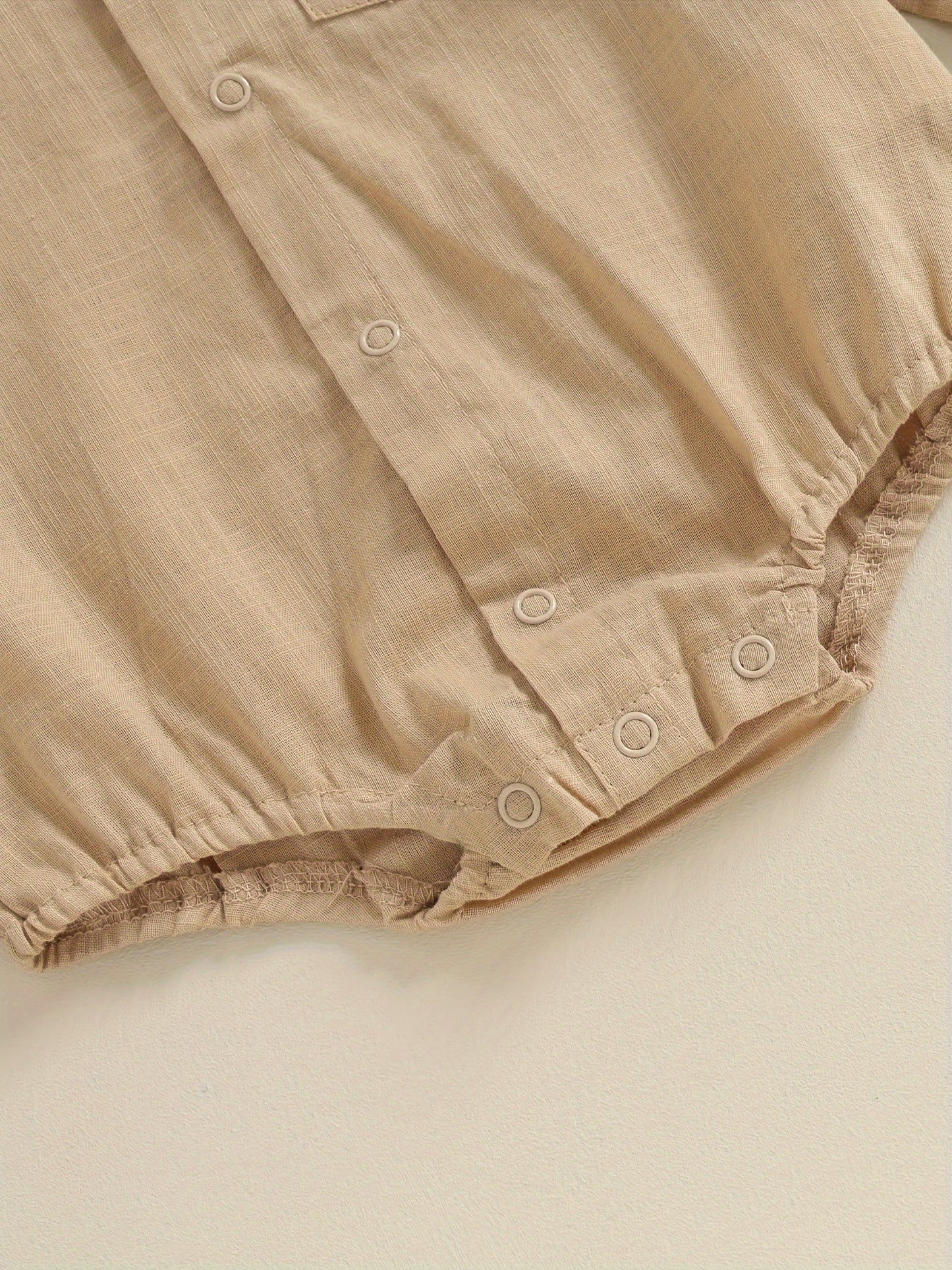 Combinaison Bébé Garçon Gentleman Couleur Unie Manches Longues Revers Boutonnage Avant avec Poche Vêtements Tout-Petit, pour l'Extérieur