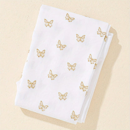1 paire de collants pieds avec papillons dorés pour fillette en bas âge, respirants et confortables