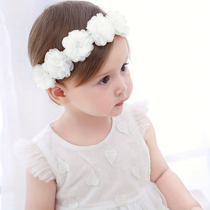 1pc Bandeau Floral Blanc pour Enfants, Nouveau-né Fête Anniversaire Quotidien 4 Mois