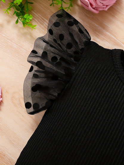 Combinaison Décontractée pour Bébé Fille Été Européen et Américain, Rayures Unies + Manches en Dentelle, Tendance et Confortable, Idéale pour l'Extérieur