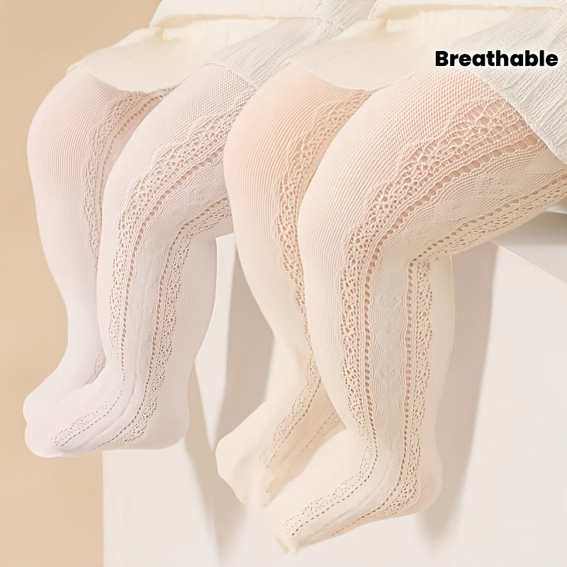 Collant 1 pièce pour fille, blanc beige, style princesse, à motif, avec découpe cœur sur le côté, respirant et confortable