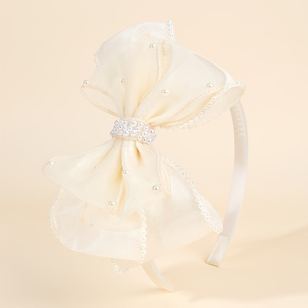 1 serre-tête élégant en tulle avec nœud, style doux, bandeau antidérapant, accessoire de coiffure idéal pour les fêtes et les vacances