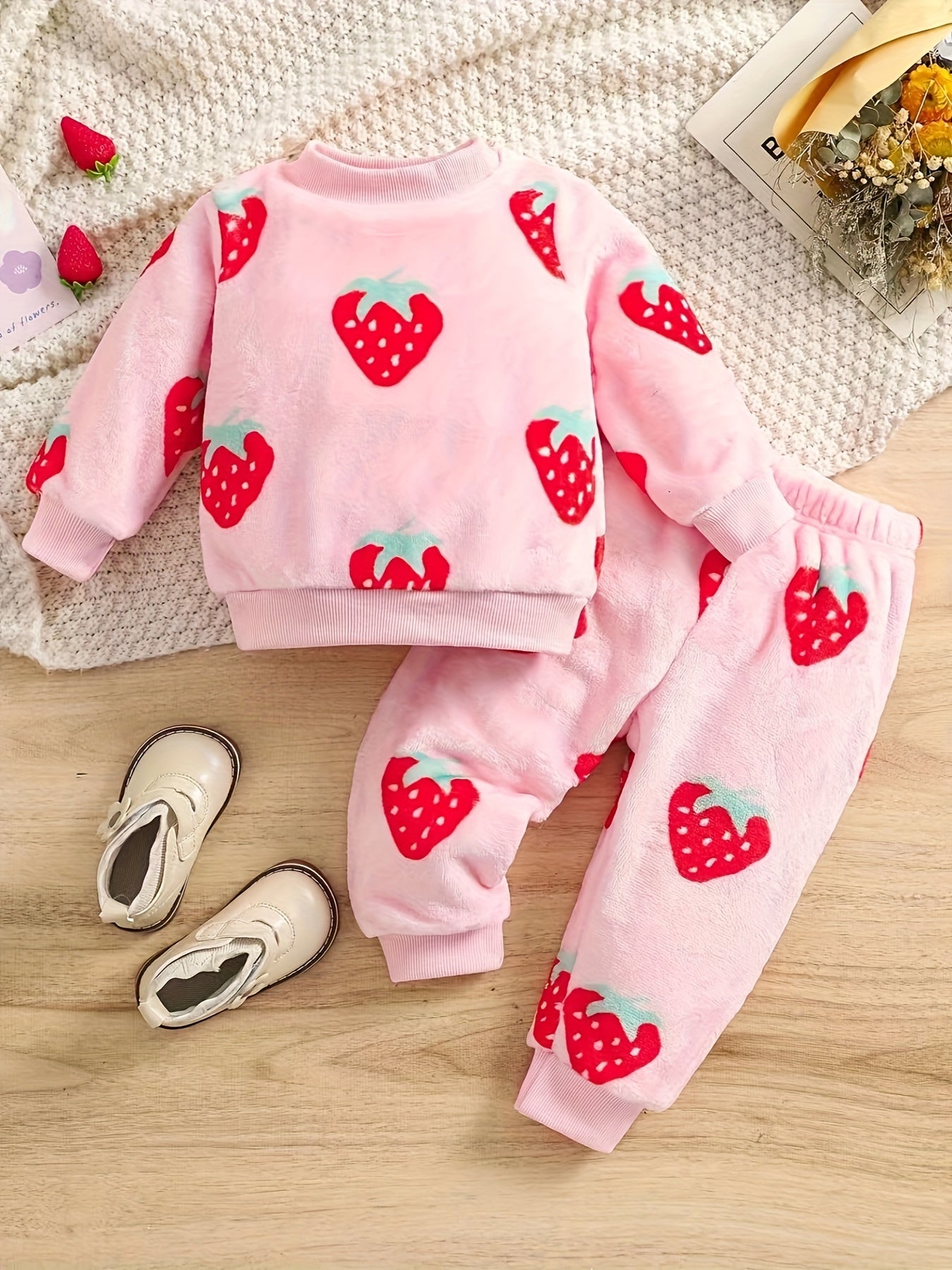 Costume en Flanelle Épaisse à la Mode pour Enfants pour Filles, Ensemble Deux Pièces pour Automne et Hiver, Nouveau Style de Sous-vêtements pour Enfants