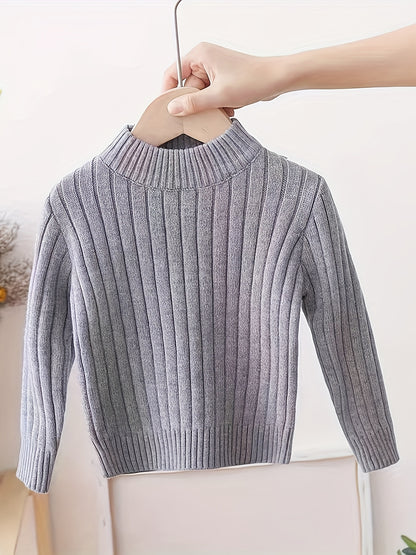 Pull-over Tricot Col Rond Nouveau Style Automne-Hiver pour Garçons et Filles, Couche Intérieure ou Extérieur