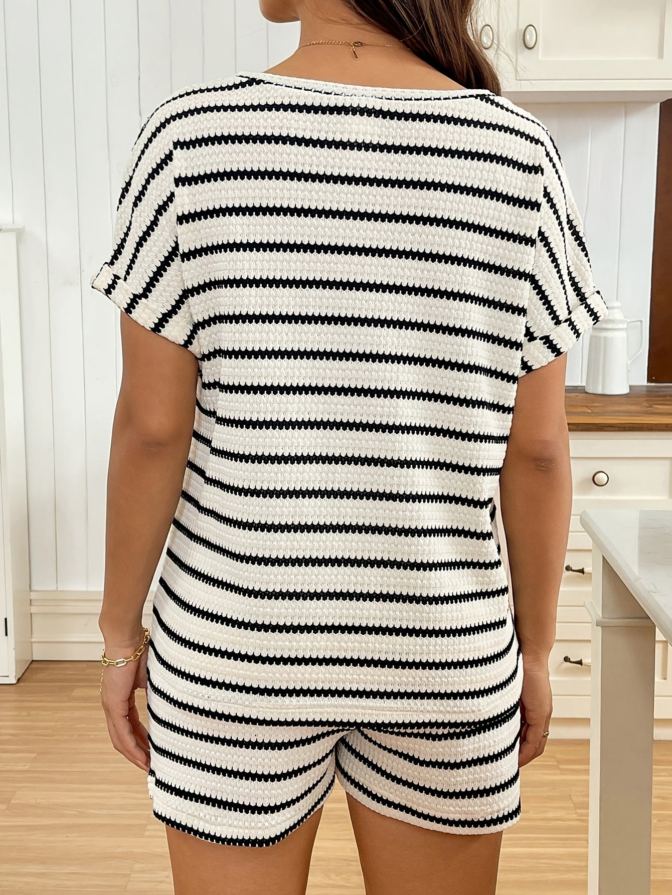 Ensemble deux pièces pour femmes enceintes noir et blanc, ensemble deux pièces pour femmes enceintes, T-shirt rayé surdimensionné pour femmes