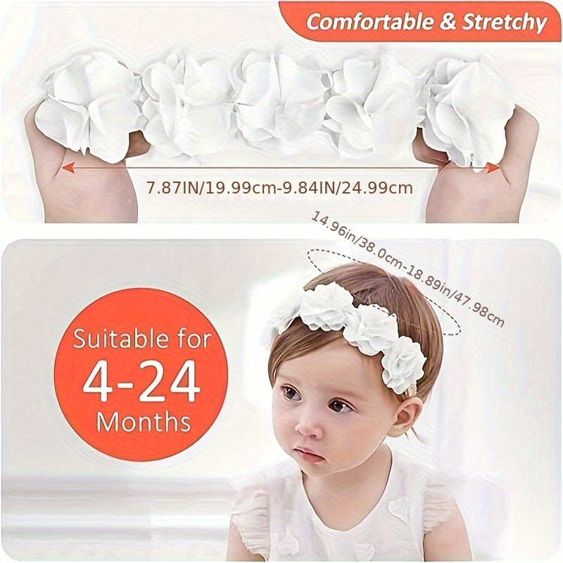 1pc Bandeau Floral Blanc pour Enfants, Nouveau-né Fête Anniversaire Quotidien 4 Mois