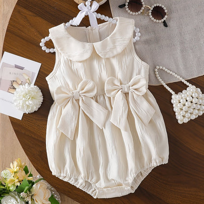 Combinaison d'été douce et mignonne pour bébé fille | Combinaison triangulaire à nœud de col de bébé, vêtements pour bébé doux et confortables, respectueux de la peau, combinaison pour nouveau-né, idéale pour les cadeaux et les saisons scolaires, pour l'e