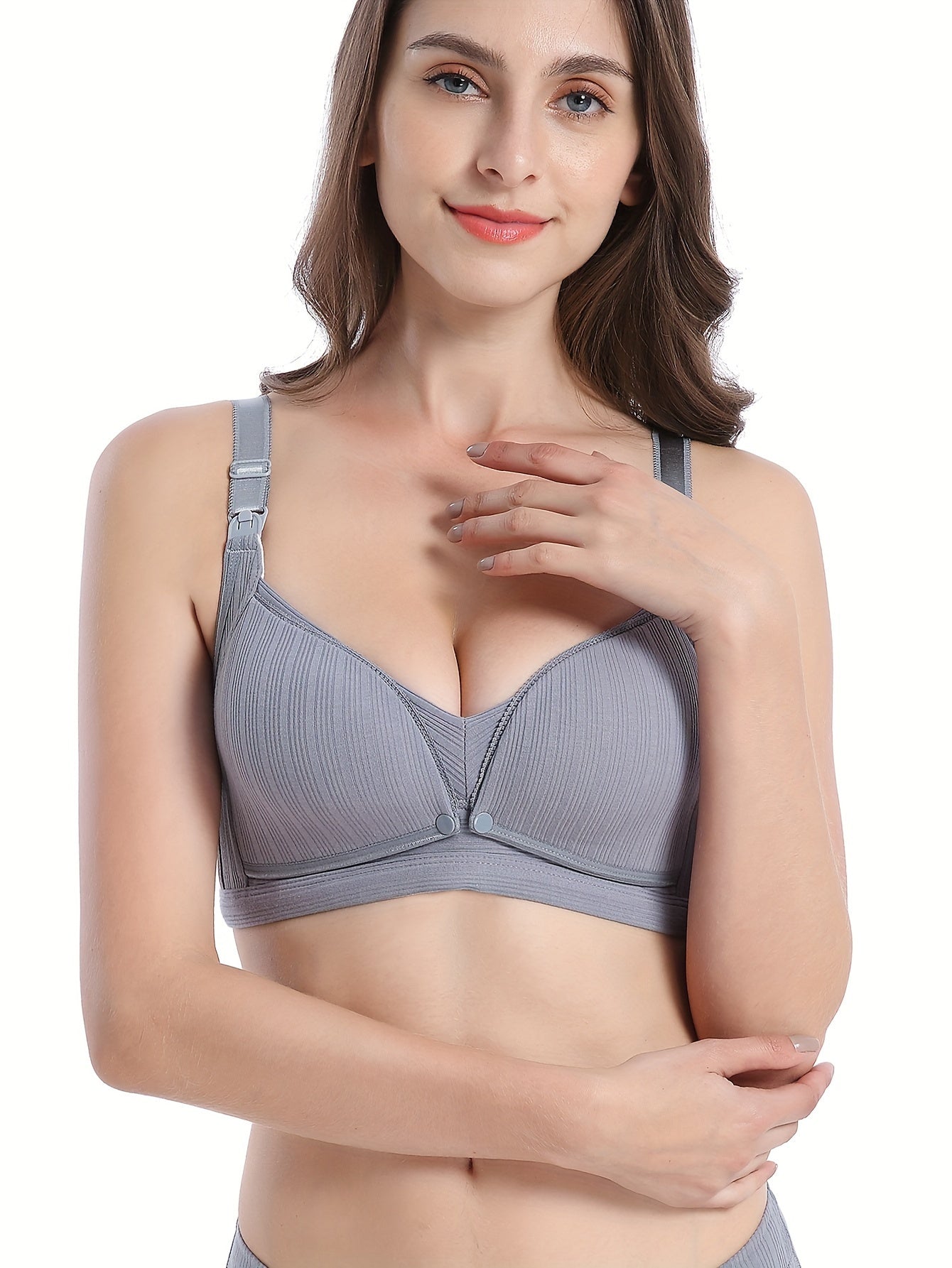Soutien-gorge d'allaitement sans armatures avec double fermeture à crochets et à œillets, lingerie d'allaitement anti-exposition