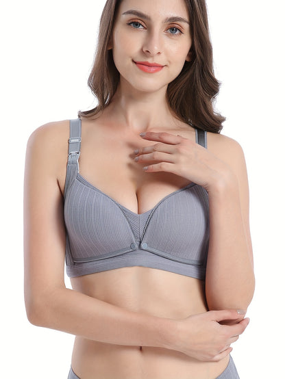 Soutien-gorge d'allaitement sans armatures avec double fermeture à crochets et à œillets, lingerie d'allaitement anti-exposition