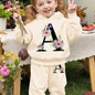 Ensemble sweat à capuche et pantalon imprimé à fleurs coupe trapèze pour bébé fille, automne et hiver, une tenue à la mode et décontractée pour filles, adaptée aux loisirs en plein air, aux rassemblements et à la photographie, un cadeau pour enfants, parf
