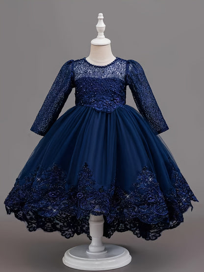 Nouvelle robe de princesse en dentelle de marque tendance, robe à volants brodée pour mariages, anniversaires, piano et autres occasions spéciales
