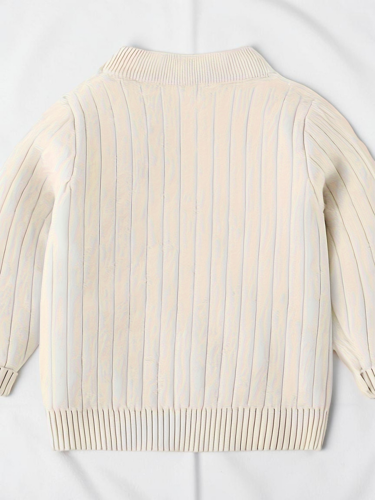Pull-over Le Cocon d'Or en maille côtelée beige à col rond pour enfant, style décontracté pour l'automne et l'hiver