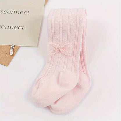 1 leggings pour bébé fille en dentelle de couleur unie avec nœud, idéal pour les anniversaires, les fêtes et le quotidien
