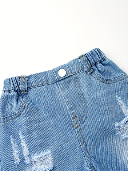 Pantalons Longs en Denim Déchiré pour Filles