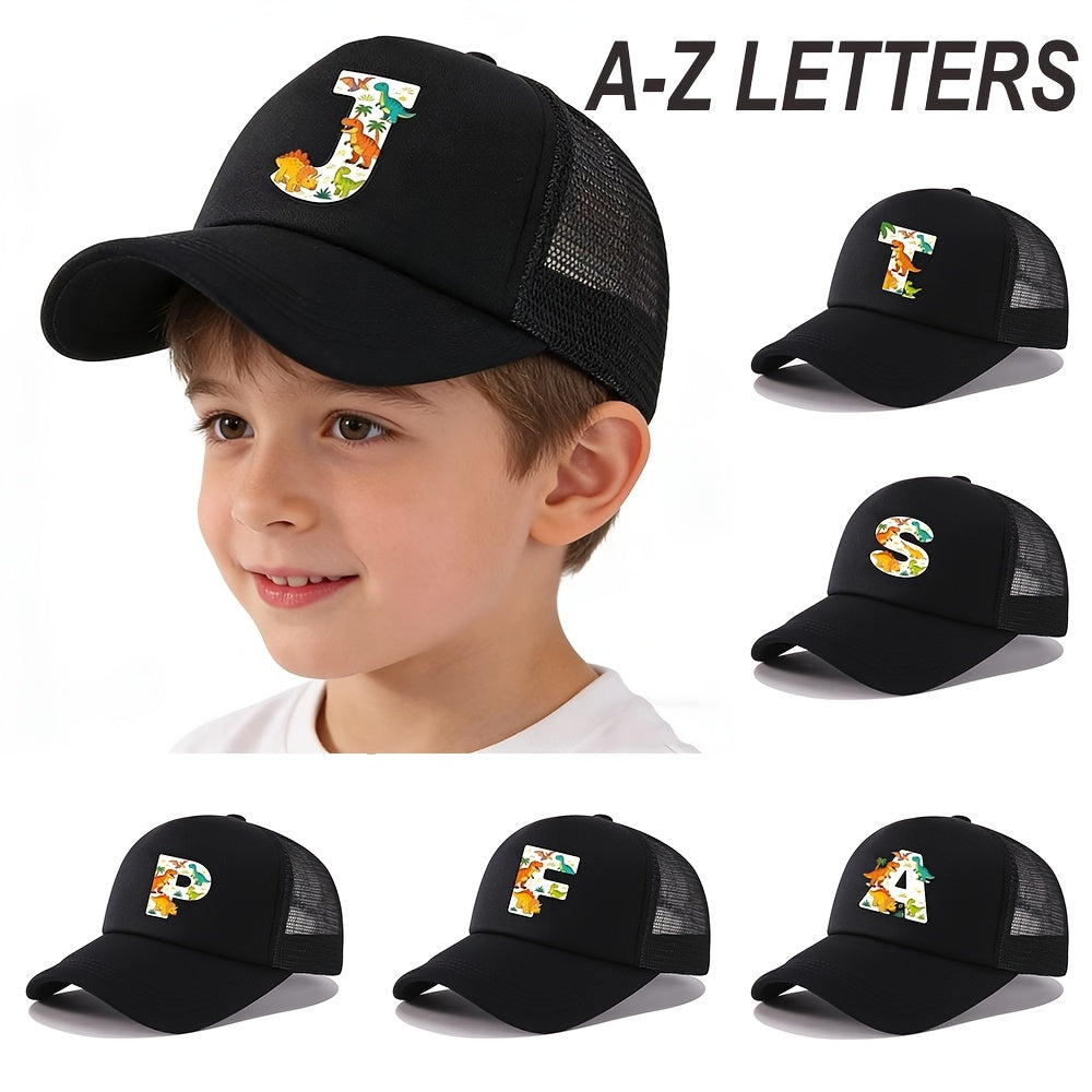 Casquette de baseball 2026 Nouveau Graffiti Dinosaure Lettres Éponge Maille Filles et Garçons Baseball Printemps et Été Nouveau Pare-Soleil Camionneur Cheveux Extérieur Chapeau de Sport Maille Respirant Pare-Soleil Chapeau de Golf Sœur et Frère Chapeau Ca