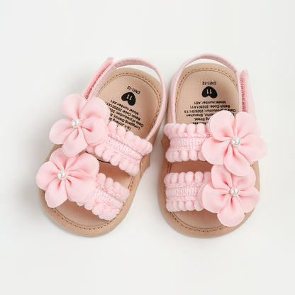 Sandales d'été pour bébé fille avec fleur, semelle souple, chaussures habillées pour nouveau-né, tout-petit, premier pas, lit bébé