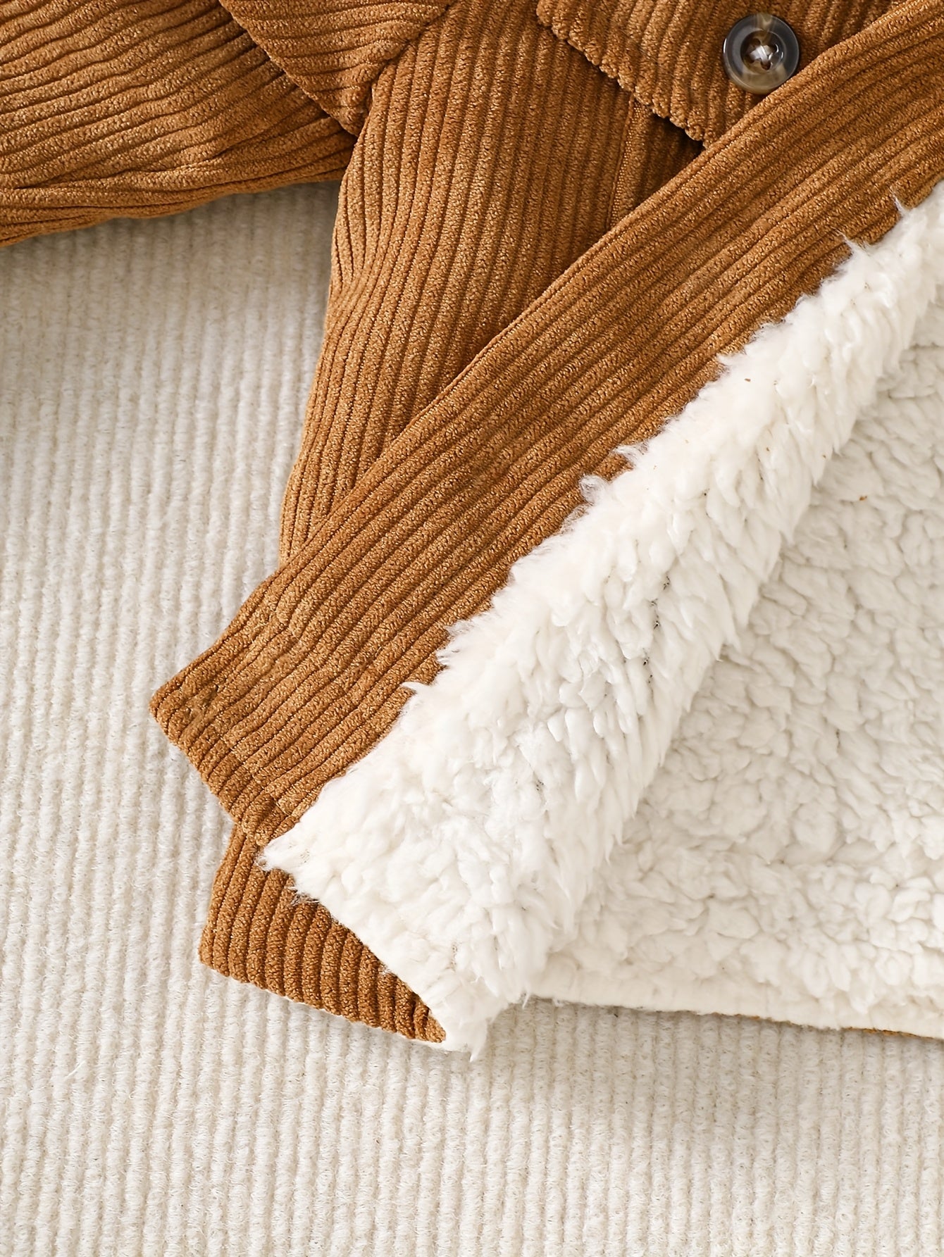 Veste Mignonne en Velours Côtelé Doublé en Peluche à Revers pour Garçon, Automne/Hiver, Pièce Unique de Couleur Unie, Vêtement d'Extérieur Formel, -froid et Chaude, Adaptée à un Usage Extérieur