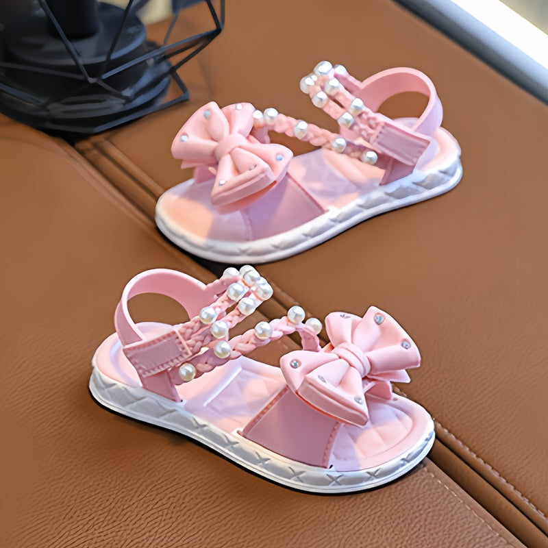Nouvelles Sandales Princesse pour Bébés Filles, Motif Floral et Matière Verte, Collier de Soie, Perles, Faciles à Enfiler, Légères et Respirantes, Semelle Épaisse Résistante à l'Usure, Amorti Puissant, Sandales Cool et Confortables