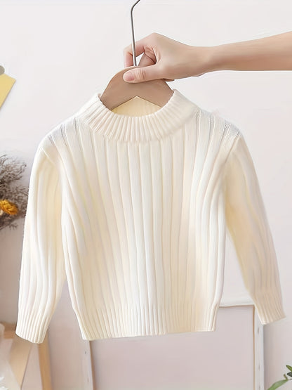 Pull-over Tricot Col Rond Nouveau Style Automne-Hiver pour Garçons et Filles, Couche Intérieure ou Extérieur
