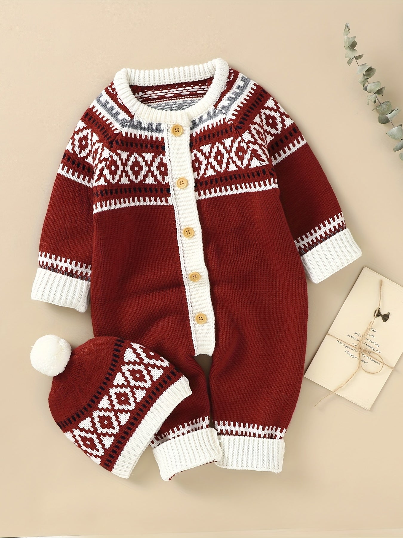 Combinaison-pantalon à manches longues et boutons à motif géométrique pour nouveau-né, adaptée aux bébés garçons et filles, pour une utilisation en intérieur et en extérieur.