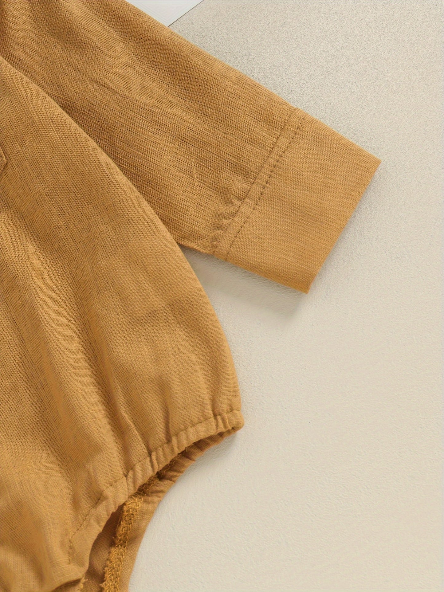 Combinaison Bébé Garçon Gentleman Couleur Unie Manches Longues Revers Boutonnage Avant avec Poche Vêtements Tout-Petit, pour l'Extérieur