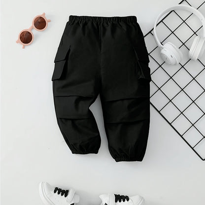 Pantalon Long de Printemps/Automne pour Fille avec Poches Latérales et Poignets Élastiques, Parfait pour l'Extérieur