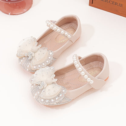 Chaussures de princesse pour fille, nouveau style automne-hiver, ballerines élégantes à nœud papillon papillon pour petites filles, chaussures uniques à semelle souple et cristaux pour enfants