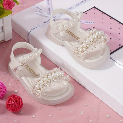 1 Paire de Sandales Princesse à Perles Scintillantes pour Filles - Élégantes, Respirantes et Confortables avec Fermeture, Chaussures d'Été Légères Antidérapantes pour Jeux Intérieurs/Extérieurs, Plage et Tenue Décontractée, Sandales à Bretelles