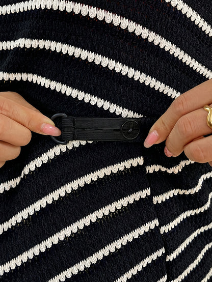 Ensemble deux pièces pour femmes enceintes noir et blanc, ensemble deux pièces pour femmes enceintes, T-shirt rayé surdimensionné pour femmes