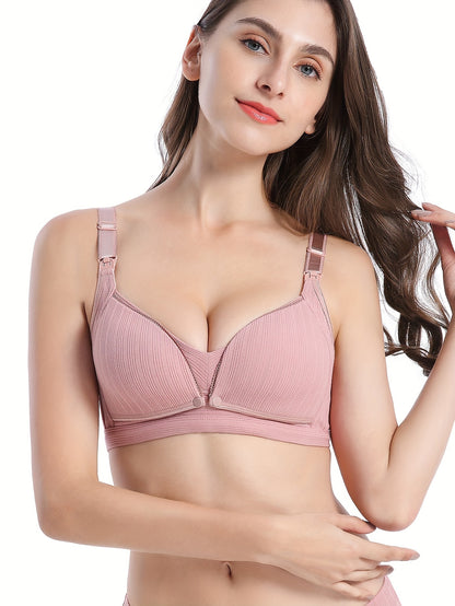 Soutien-gorge d'allaitement sans armatures avec double fermeture à crochets et à œillets, lingerie d'allaitement anti-exposition