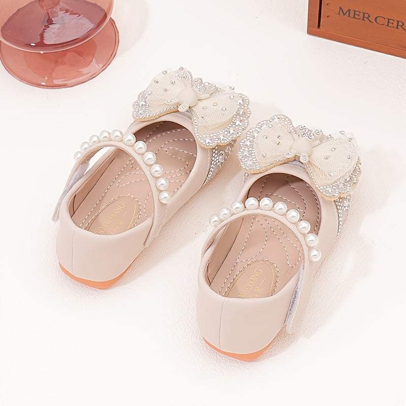 Chaussures de princesse pour fille, nouveau style automne-hiver, ballerines élégantes à nœud papillon papillon pour petites filles, chaussures uniques à semelle souple et cristaux pour enfants