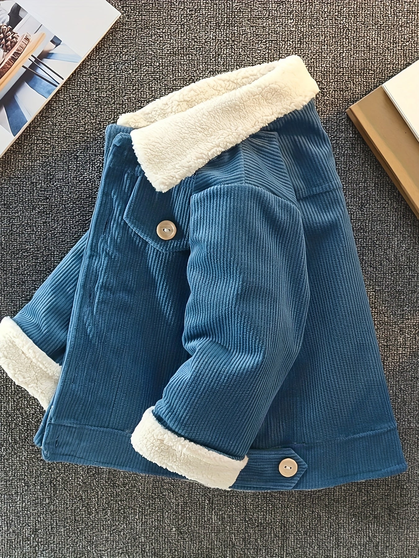 Veste d'extérieur épaissie à revers de couleur unie pour garçons et filles, automne/hiver, nouveau style hivernal, haut de vêtement d'extérieur à la mode pour garçon