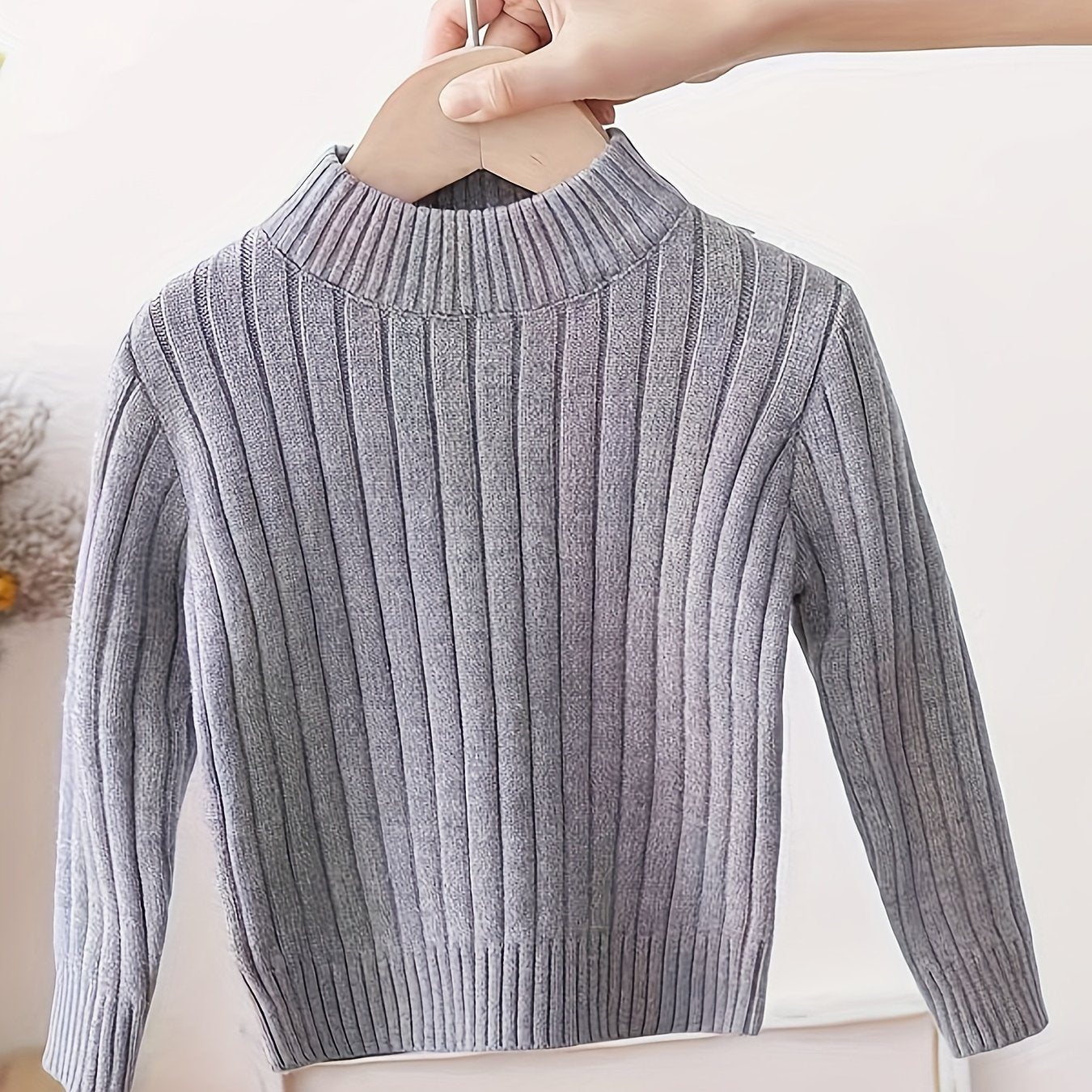 Pull-over Tricot Col Rond Nouveau Style Automne-Hiver pour Garçons et Filles, Couche Intérieure ou Extérieur