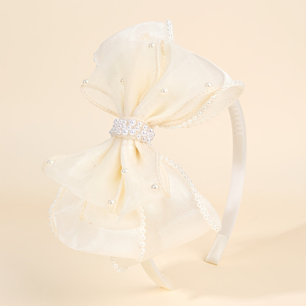 1 serre-tête élégant en tulle avec nœud, style doux, bandeau antidérapant, accessoire de coiffure idéal pour les fêtes et les vacances