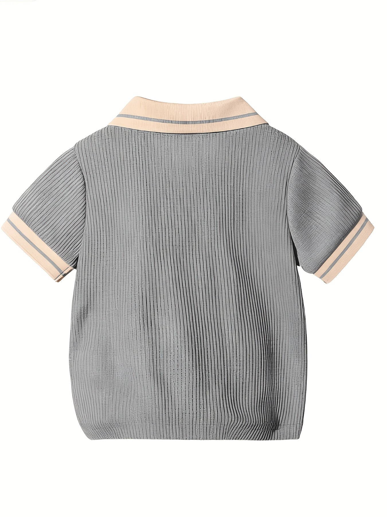T-shirt polo bébé garçon tendance décontracté, polyvalent, col gaufré classique boutonné, semi-ouvert
