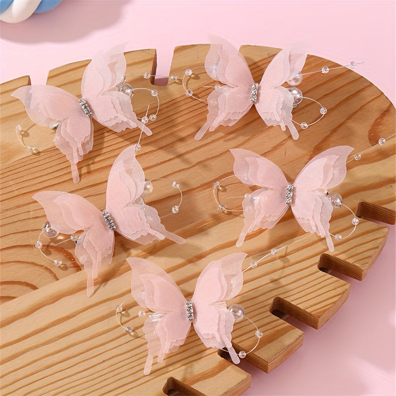 25/5 pièces Barrettes Papillon 3D Mignonnes pour Ados Filles - Accessoires Cheveux Dégradé Pastel Violet & Rose à Couches en Filet, Barrettes Style Printemps Été Extérieur, Épingles à Cheveux en Forme de Papillon (Cadeau Saint-Valentin)