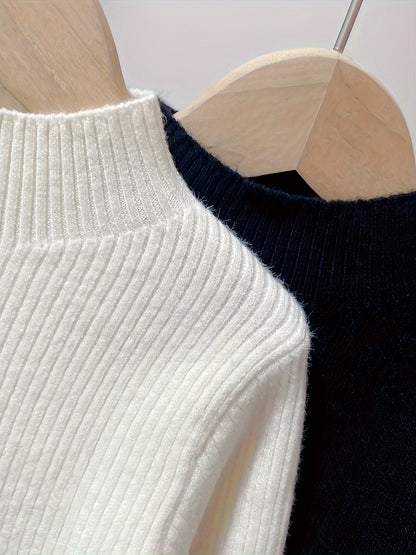 Pull Tricoté, Pull de Base pour Bébé, Plus en Velours et Épaissi, Vêtement Thermique Tricoté, Col Tricoté, Haut à Col Rond