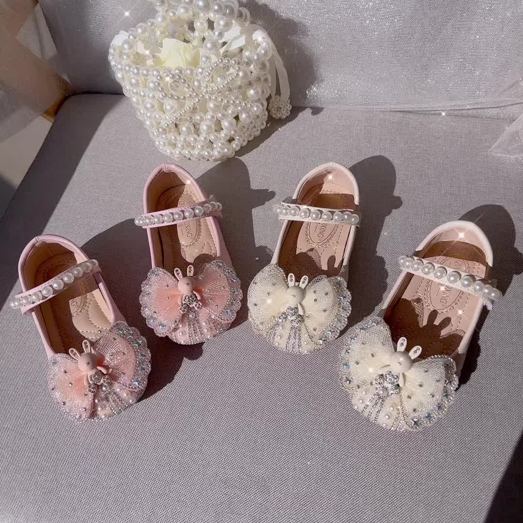 Chaussures de princesse pour fille, nouveau style automne-hiver, ballerines élégantes à nœud papillon papillon pour petites filles, chaussures uniques à semelle souple et cristaux pour enfants