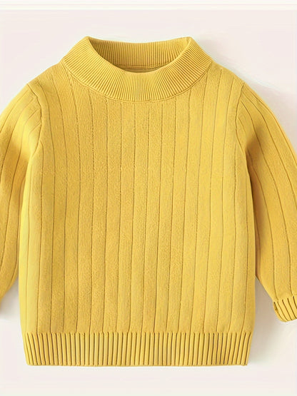 Pull-over Tricot Col Rond Nouveau Style Automne-Hiver pour Garçons et Filles, Couche Intérieure ou Extérieur