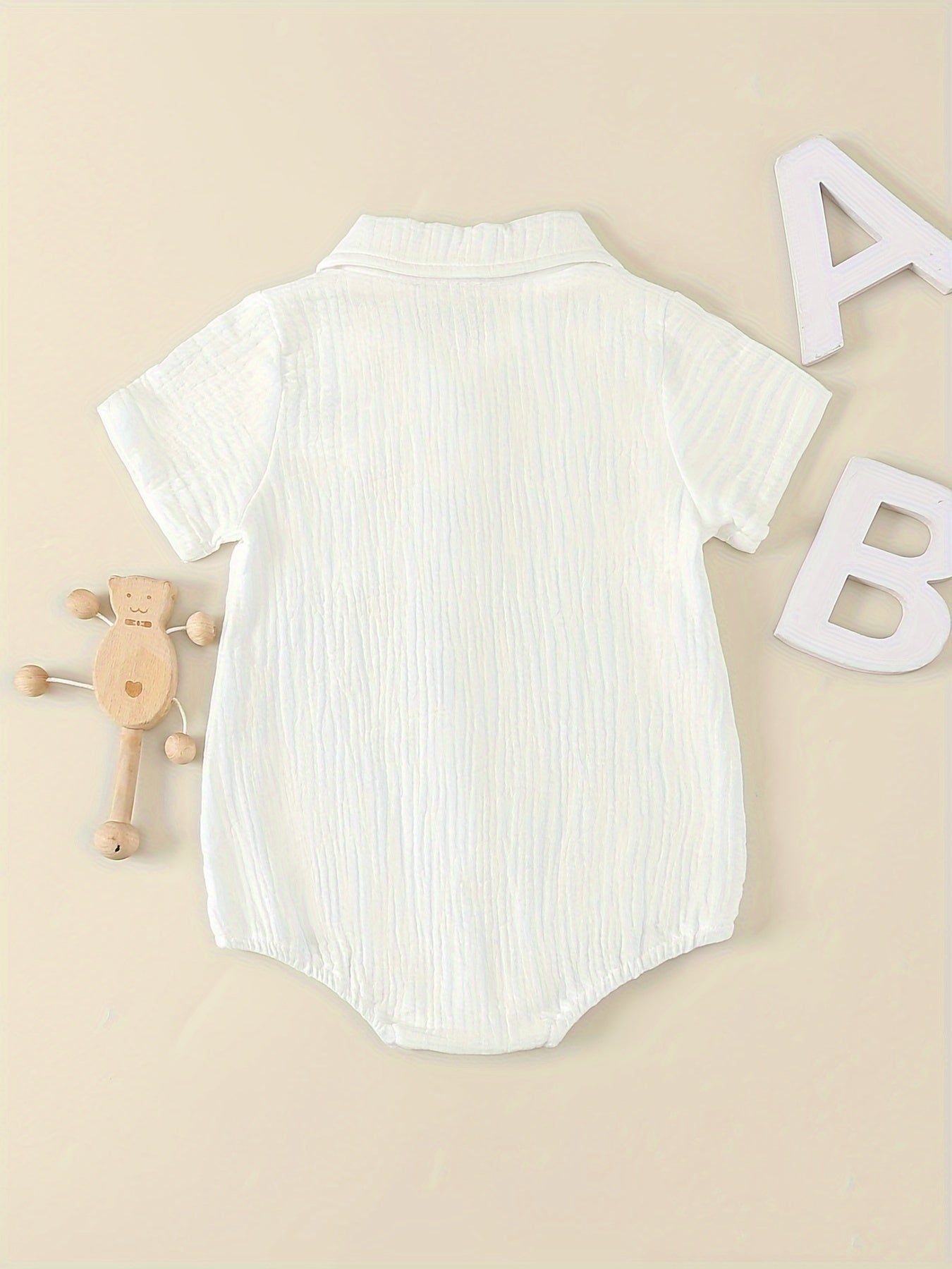 Body à manches courtes pour nouveau-né avec col, barboteuse boutonnée style vintage pour bébés, tenue de crawl confortable et respirante pour garçons et filles, barboteuse d'été facile style Ins pour bébé, pour l'extérieur