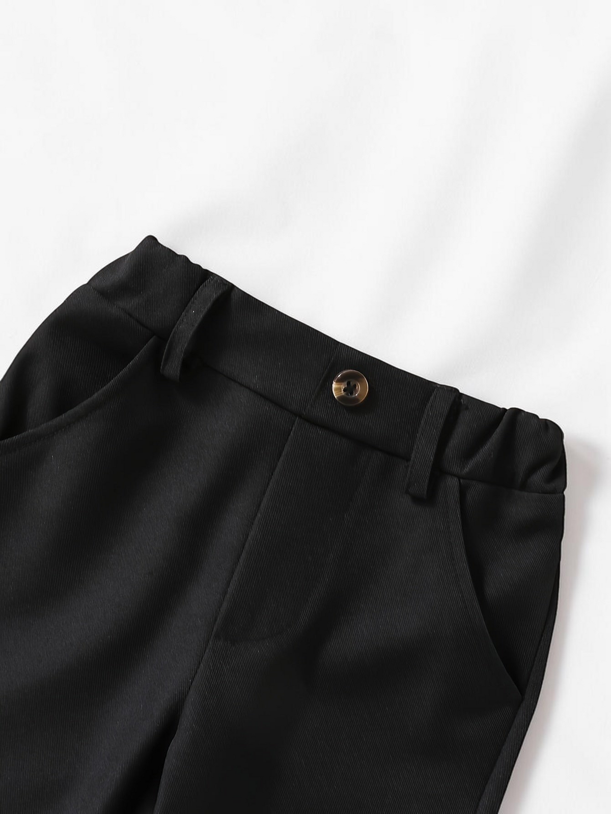 Pantalon de costume noir Le Cocon d'Or pour bébé garçon avec bouton et passants de ceinture, tissu polyester durable