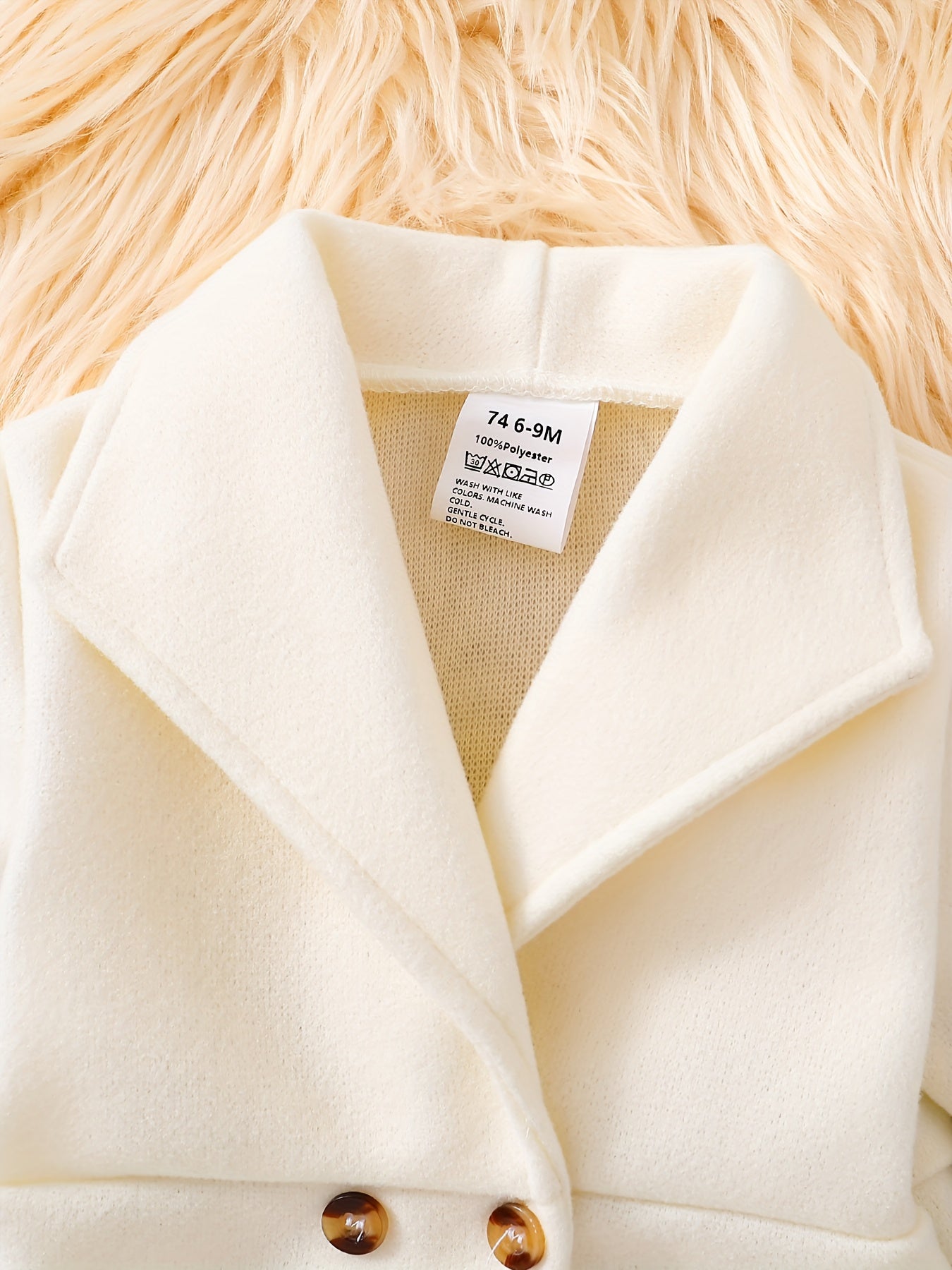 Veste coupe-vent basique décontractée et tendance pour fille, chaude pour l'hiver, pour enfant, de couleur unie, avec une conception simple à cordon de serrage à la taille, des manches à poignets en fausse fourrure et un revers doublé, vêtement d'extérieu