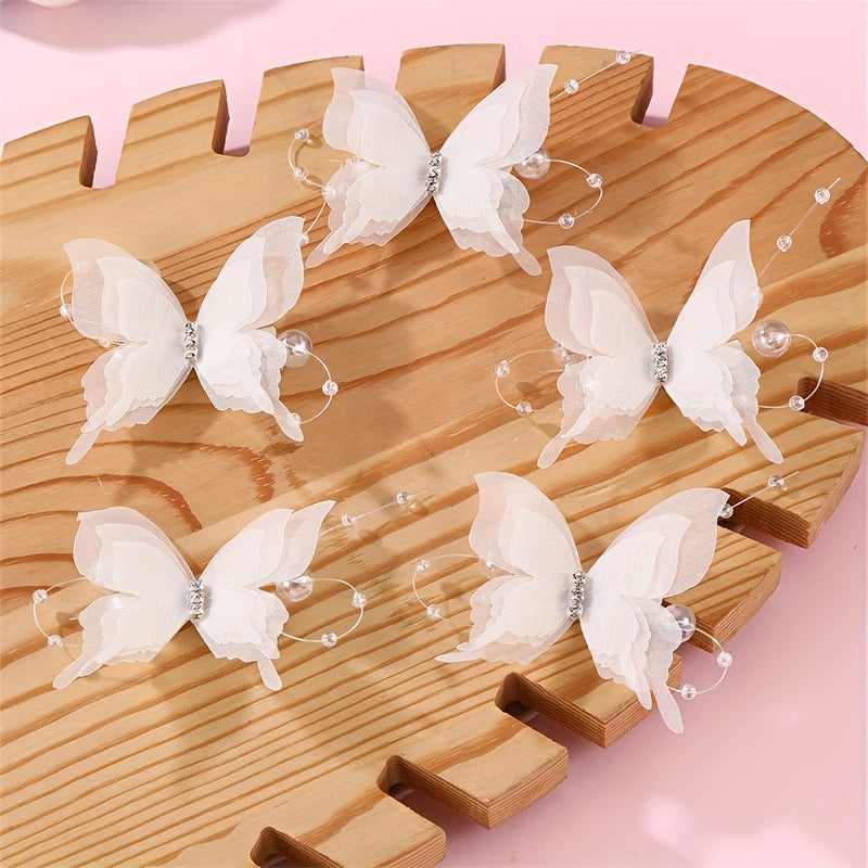 25/5 pièces Barrettes Papillon 3D Mignonnes pour Ados Filles - Accessoires Cheveux Dégradé Pastel Violet & Rose à Couches en Filet, Barrettes Style Printemps Été Extérieur, Épingles à Cheveux en Forme de Papillon (Cadeau Saint-Valentin)