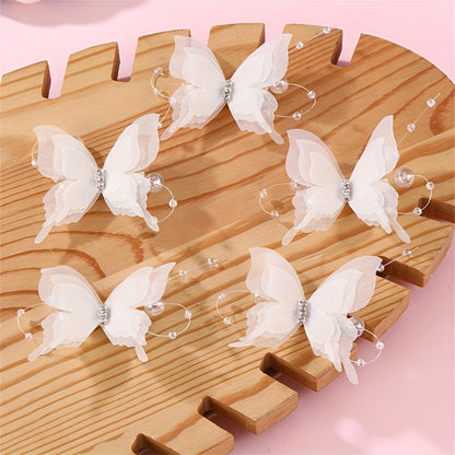 25/5 pièces Barrettes Papillon 3D Mignonnes pour Ados Filles - Accessoires Cheveux Dégradé Pastel Violet & Rose à Couches en Filet, Barrettes Style Printemps Été Extérieur, Épingles à Cheveux en Forme de Papillon (Cadeau Saint-Valentin)