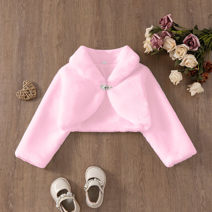 Châle Cardigan Cape pour Fille, à la Mode, Court, à Manches Longues, en Tissu Pelucheux de Couleur Unie, Veste Cardigan d'Hiver Chaude, Vêtement d'Extérieur Cardigan Décontracté, Élégant et Simple