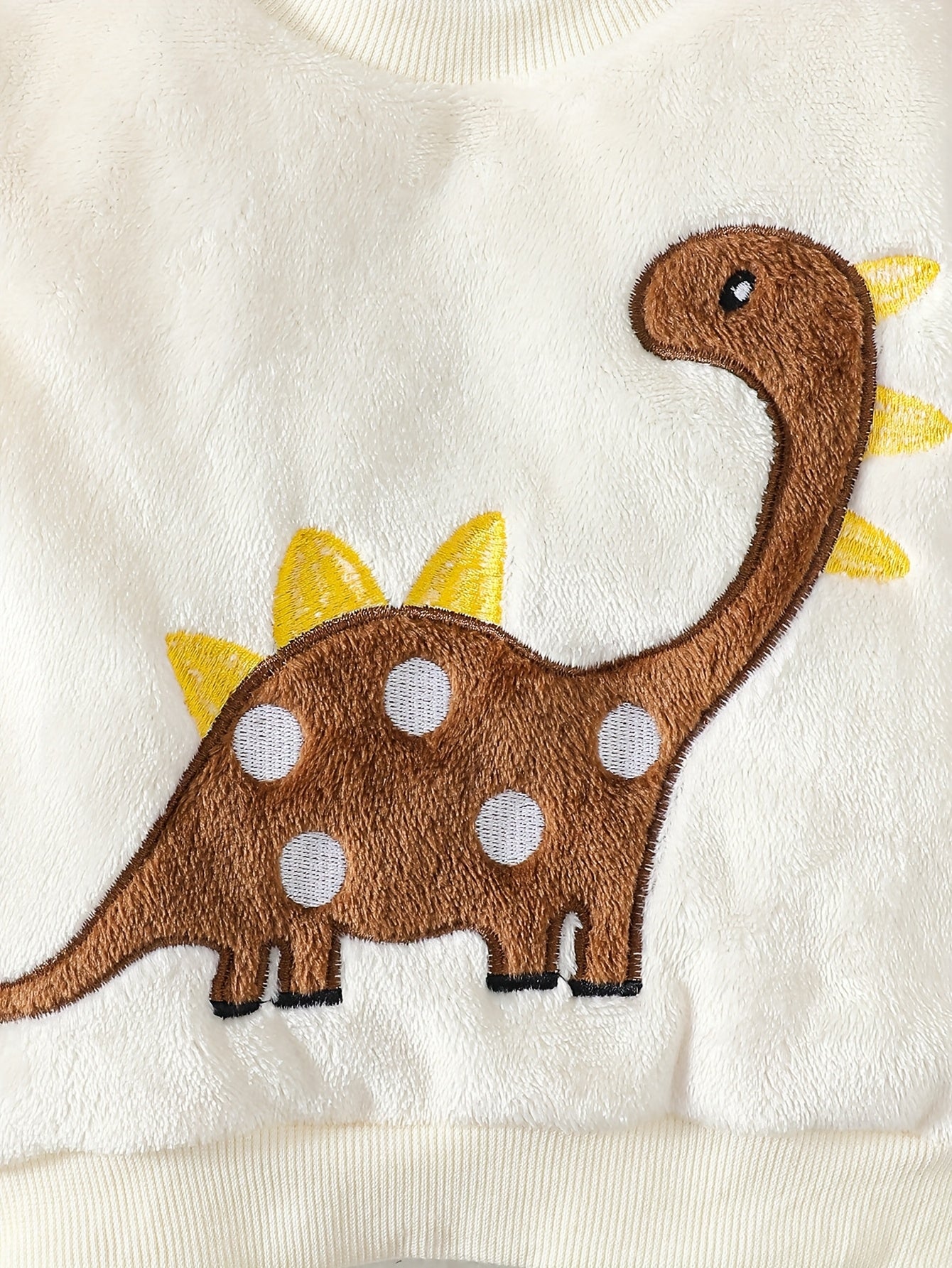 Ensemble deux pièces pour bébé garçon : Haut d'hiver en polaire à col rond et manches longues avec motif dinosaure mignon + Pantalon long décontracté à taille élastique, idéal pour les sorties en extérieur