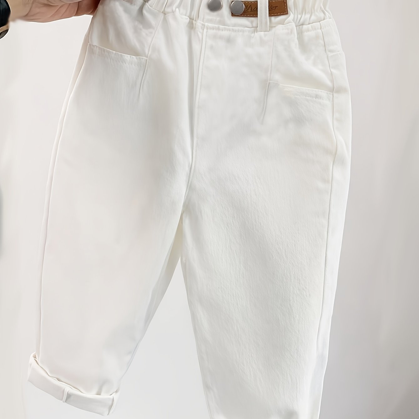 Pantalon décontracté blanc pour petits et moyens (les tailles sont plus grandes, veuillez vous référer au tableau des tailles pour passer une commande) Nouvelle version coréenne printemps-été de pantalons longs à la mode pour garçons et filles, pantalons