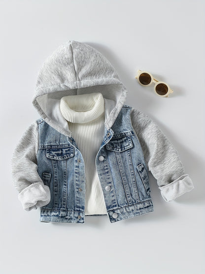 Veste à capuche bleu clair avec manches délavées - Manteau extérieur doux non extensible adapté pour &, lavable en machine - Veste décontractée